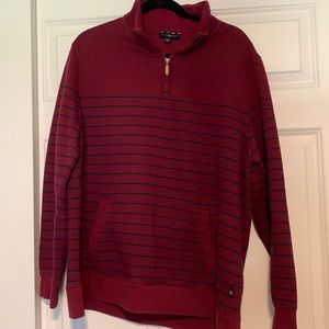 Burgundy Quarter Zip Striped Sweatshirt